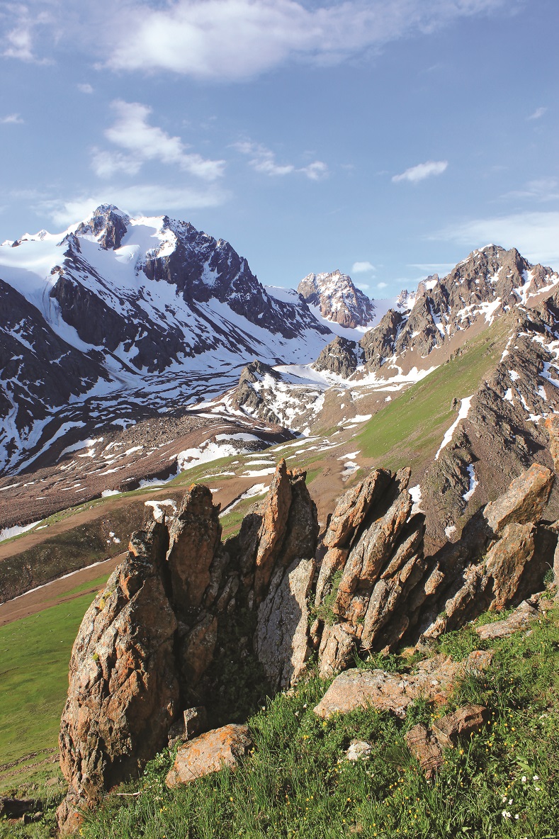 A photo of a snow-capped mountain